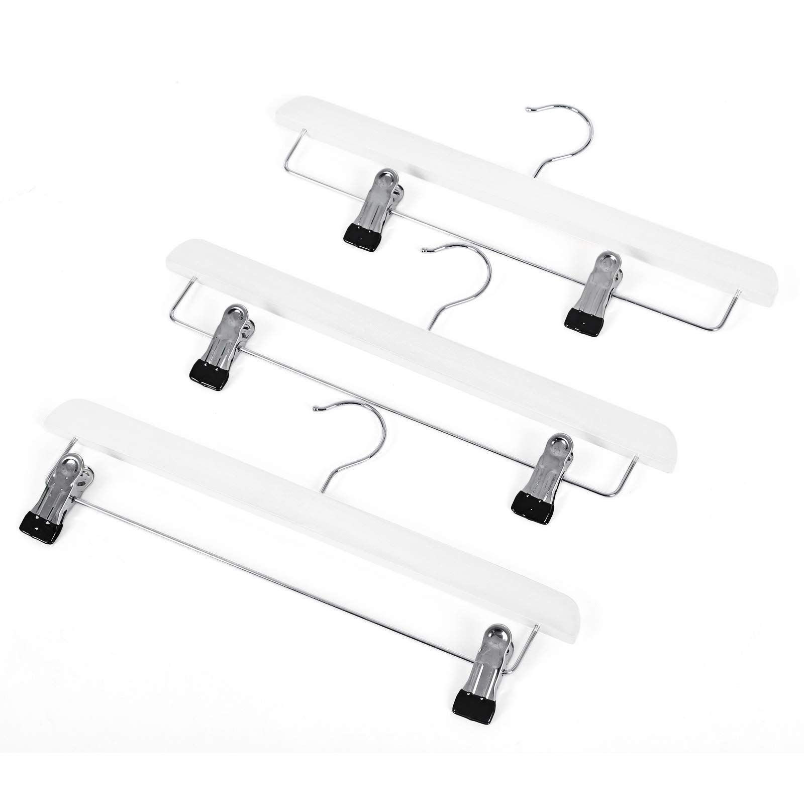 SONGMICS CRW008WT-8 - Juego de 8 Perchas Pinzas para Pantalones y Faldas, con Gancho Giratorio y Pinzas Ajustables, Longitud de 35,5 cm, Color Blanco
