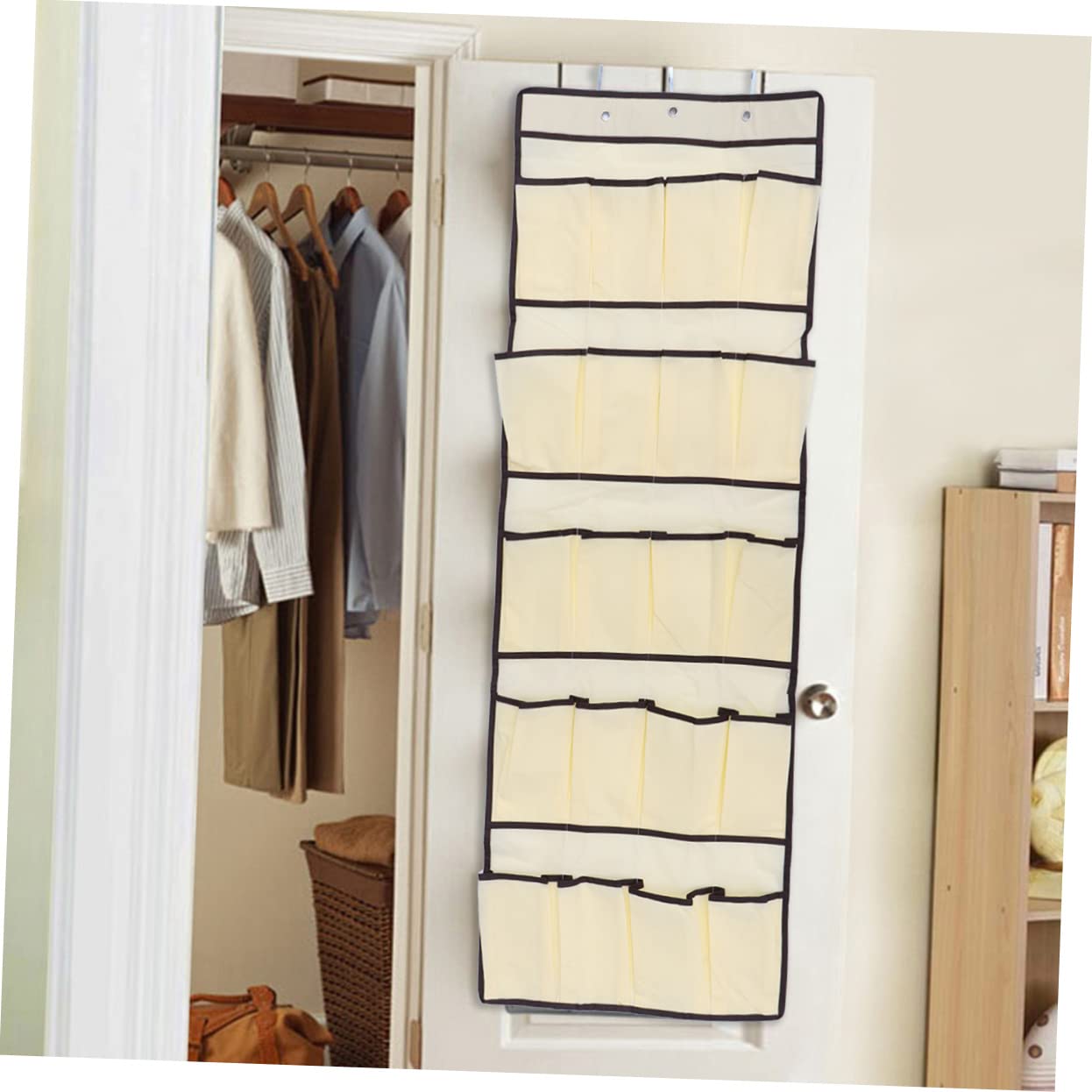 HOOTNEE Hanging Shoe Storage Bag with 20 Pockets Door Organizer Space-saver for Shoes Pantry Kitchen Bathroom