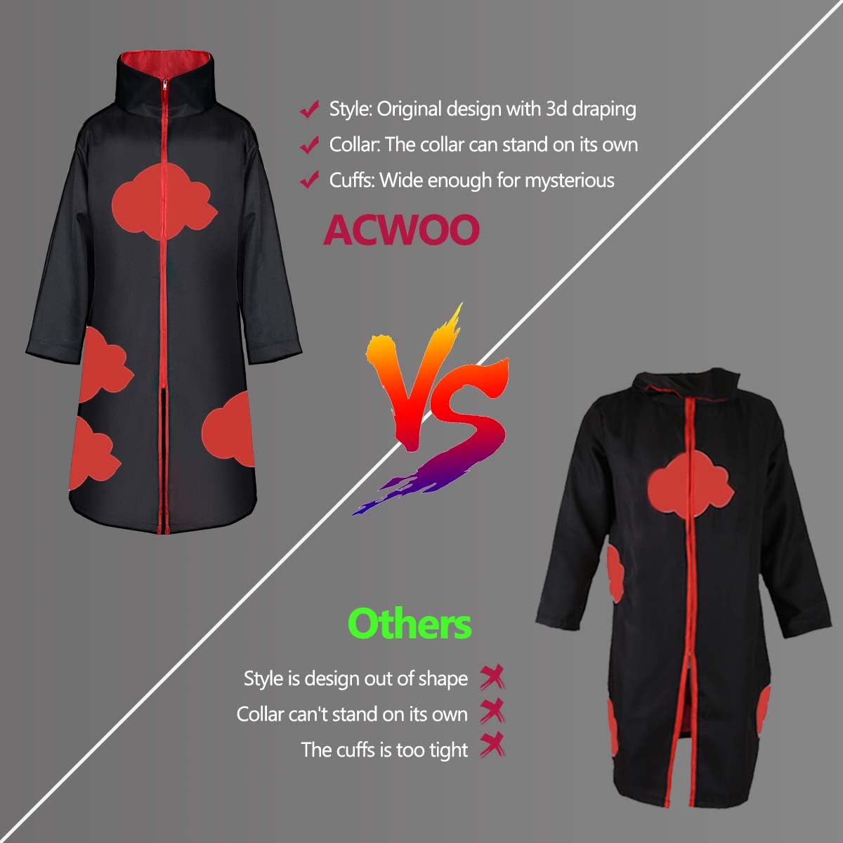 ACWOO Déguisement de Costume Cosplay Halloween et Noël Cape Déguisement avec Collier Anneau Bandeau pour Enfants et Adultes