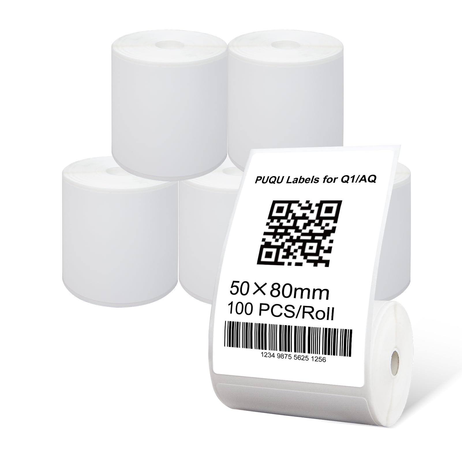 PUQU 50x80mm Direct Thermal Sticker Labels, Self-Adhesive All-Purpose Label Maker Tape, Compatible with AQ/Q1 Series Label Printer, Refills Standard