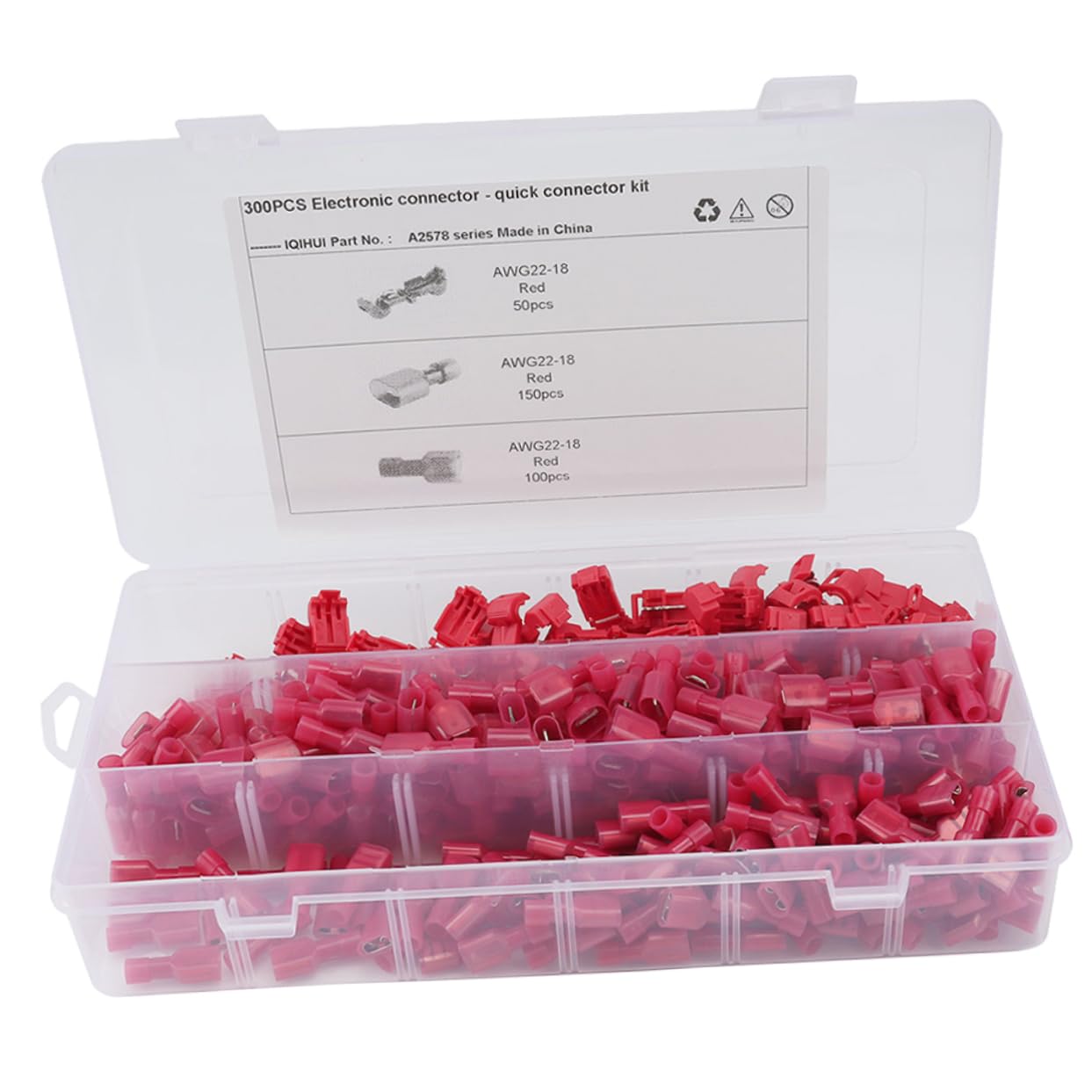 FAVOMOTO 300 Pieces Self Stripping Terminal First Disconnect Connector Terminals Quick Splice Connector Cable Terminal T-tap Kit Disconnects Male Copper Stitches