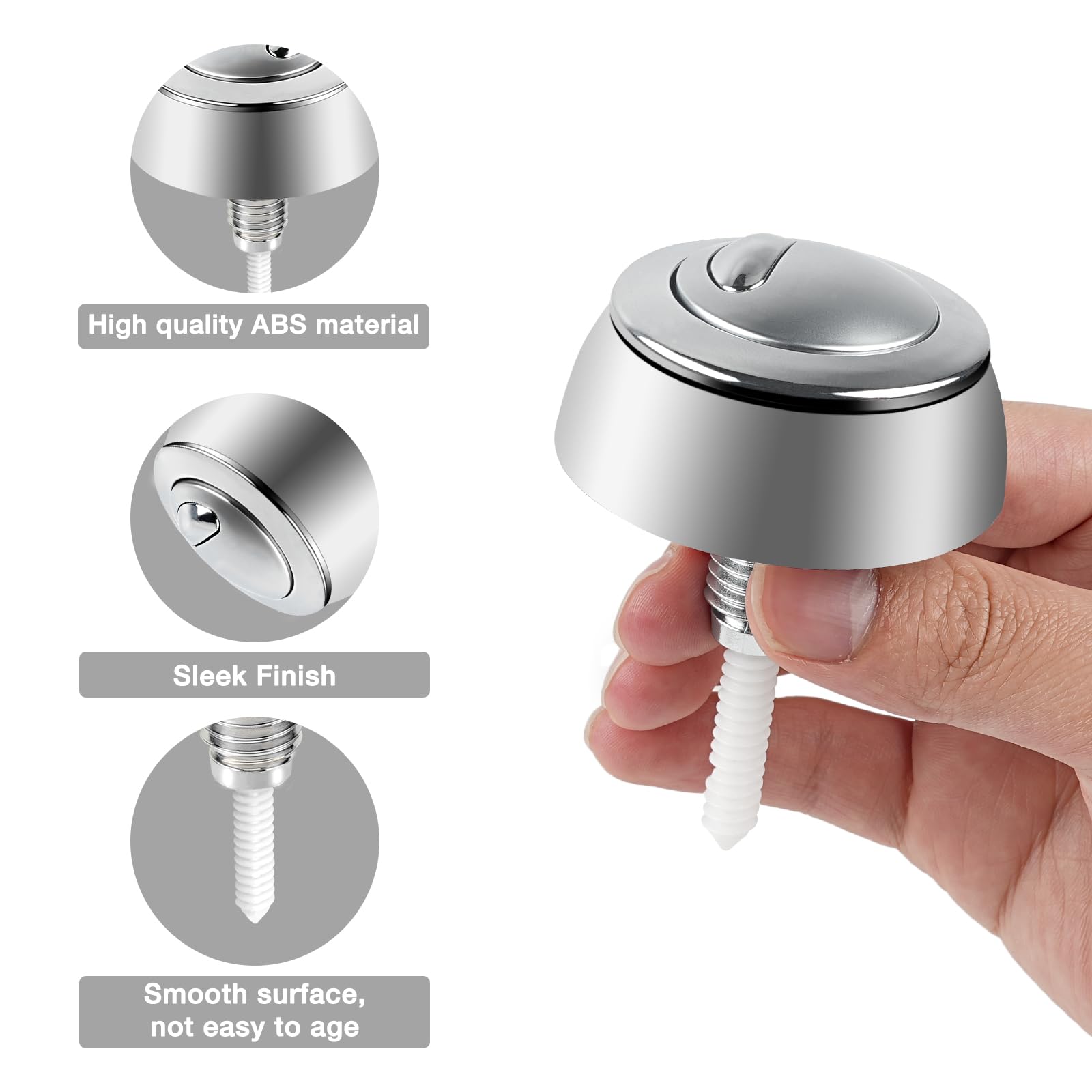 Adjustable Dual Flush Toilet Cistern Push Button for Siamp for Optima 49 Toilet Push Button Dual Flush Systems 16-50mm Toilet Push Button (Silver) - Image 4