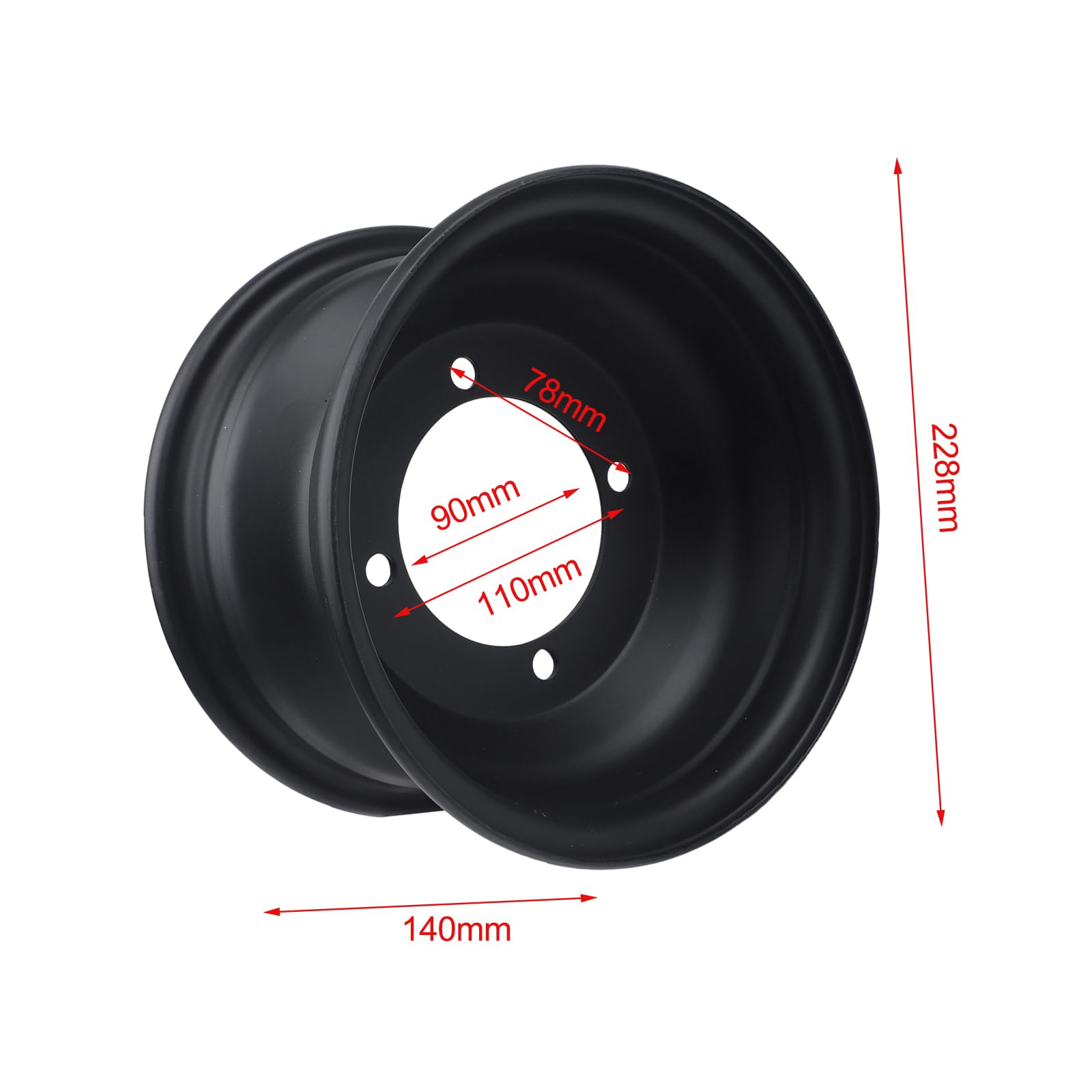 Cerchione per ruota anteriore ATV 19X7 00 8 8 Pollici in Lega di Alluminio a 4 Fori con Passo Bulloni da 3,1 Pollici, Cerchione di Ricambio per Go Kart, Quad, Buggy per Veicoli Off Road