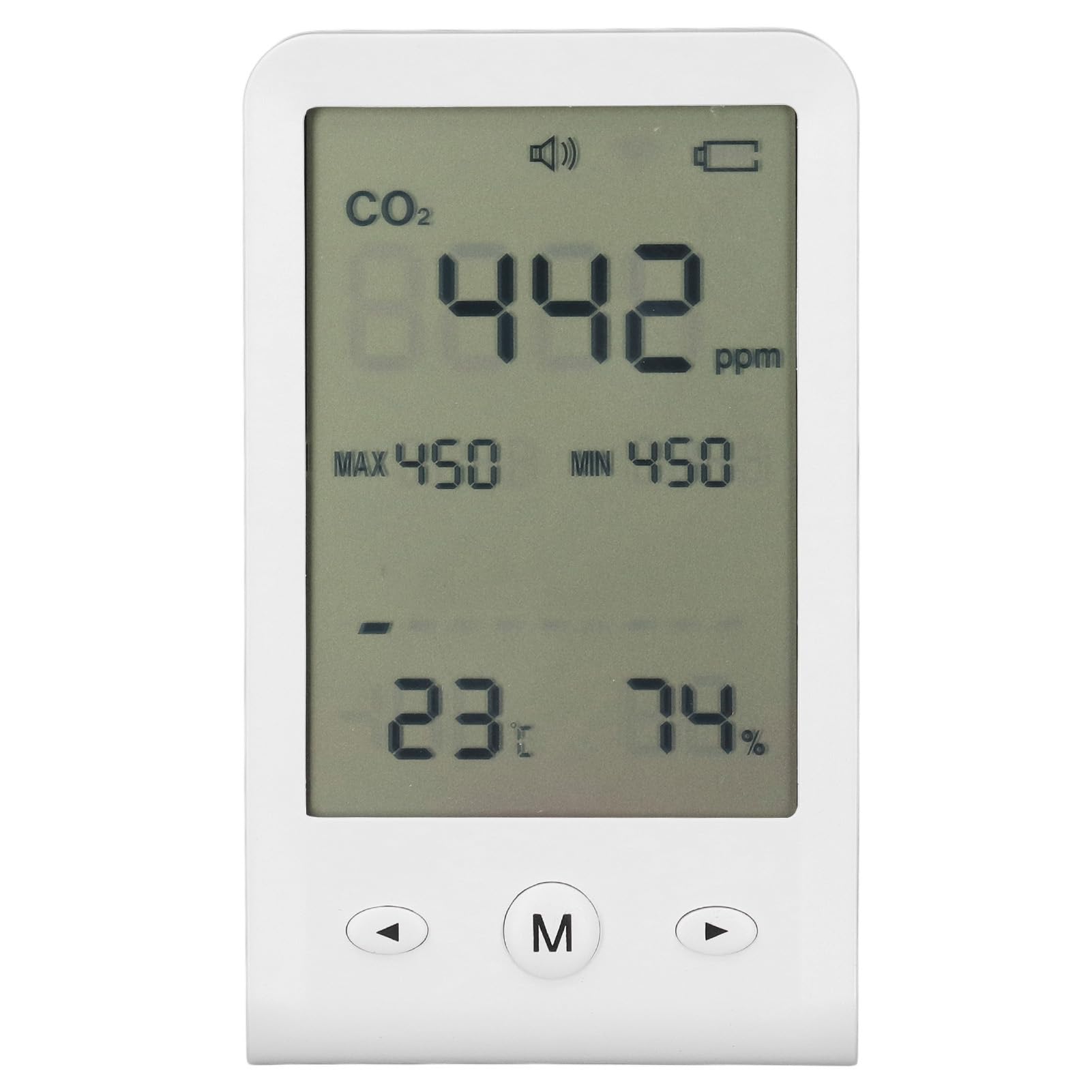 Monitor de CO2, Detector de CO2 Multifuncional, Termómetro Higrómetro con Alarma, para Medidor de Calidad del Aire Interior, Hogar, Oficina, Aula
