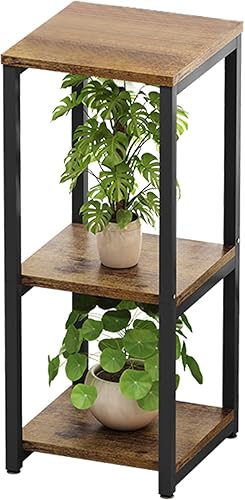 Soporte para plantas de esquina interior alto de 3 niveles de metal moderno para almacenamiento de flores para sala de estar, balcón, jardín, negro