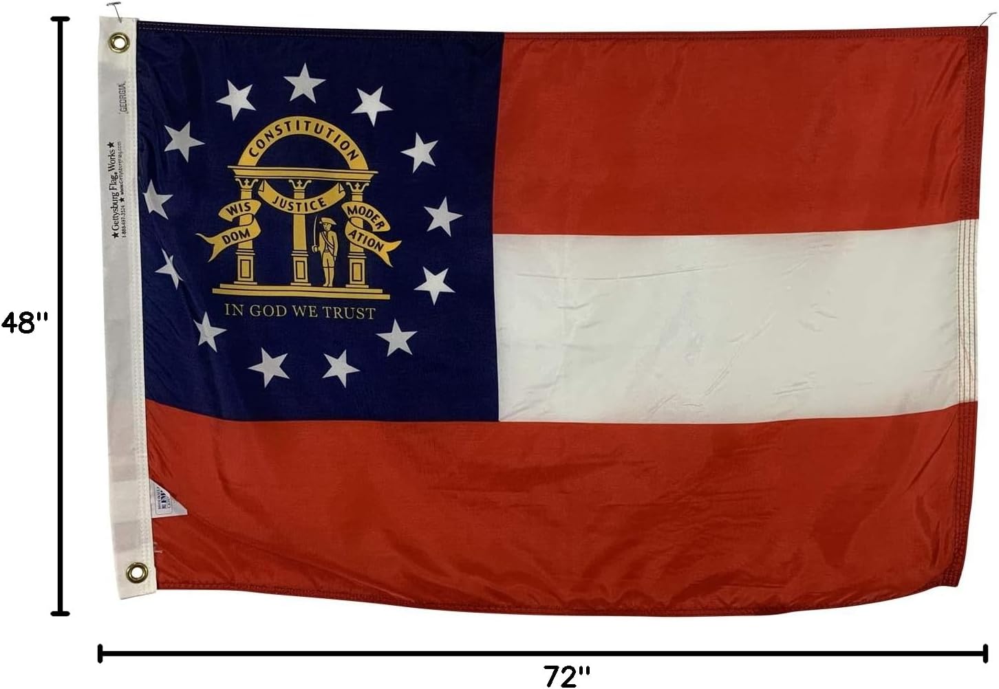 4x6' State of Georgia Flag - All Weather Nylon & Reinforced Fly End Stitching - Made in USA - Image 6
