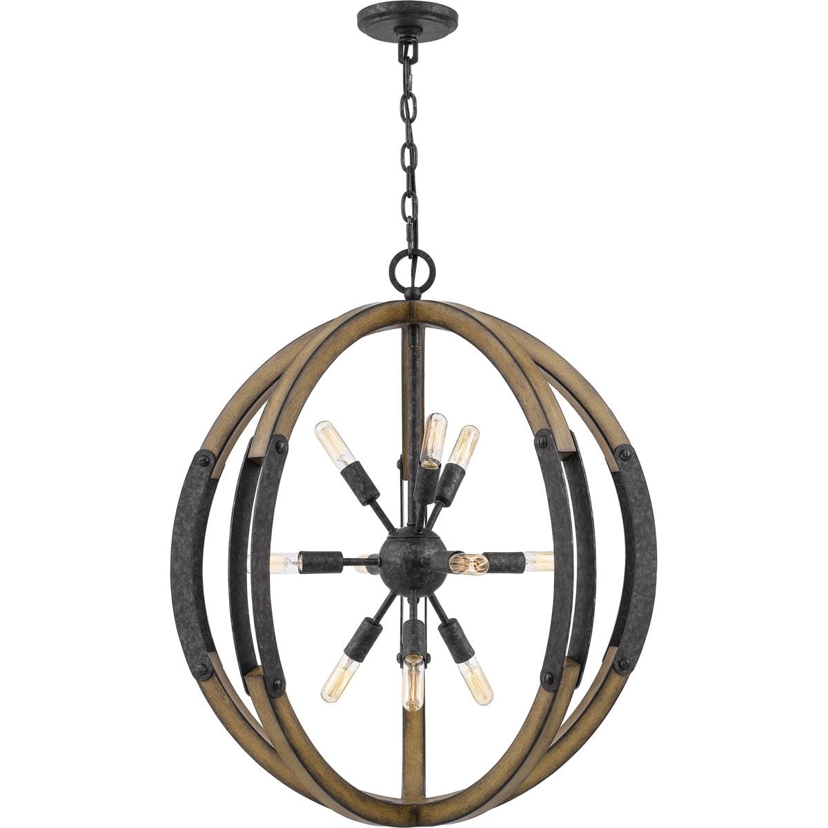 Quoizel QOP5181OK Babaton Open Frame Orb Pendant Light, 10-Light 600 Total Watts, 29" H x 26" W, Old Black Finish