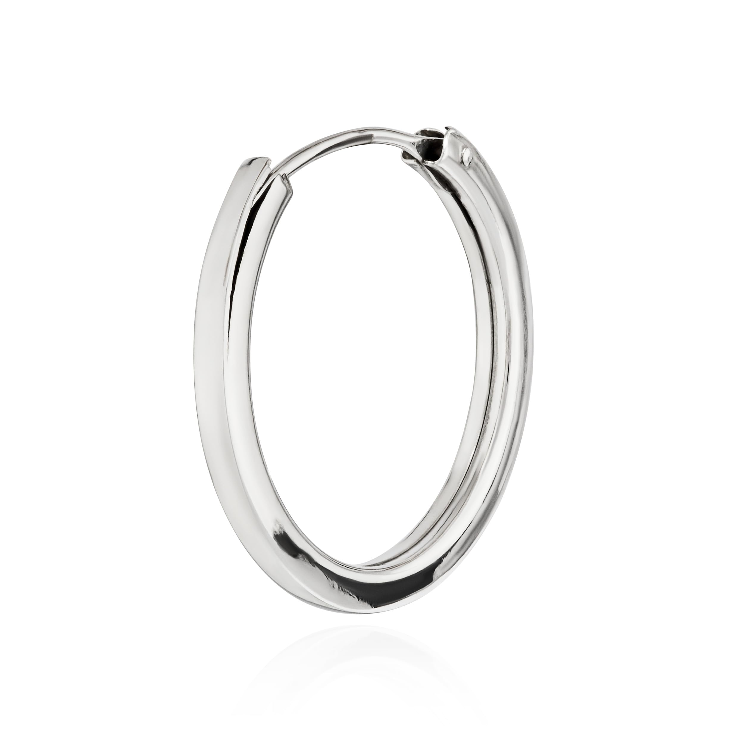 NKlaus Orecchino Singolo Mini Creolo 12mm – Oro Bianco 333 (8kt) – Cerniera, Larghezza 1mm