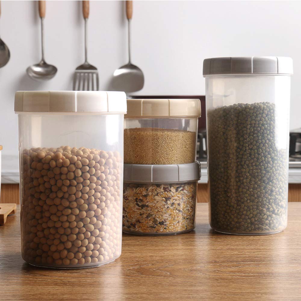 Contenitori Alimentari, Impilabile Contenitori Pasta, Plastica Coperchio Senza BPA, per Spaghetti, Cereali, Farina, White