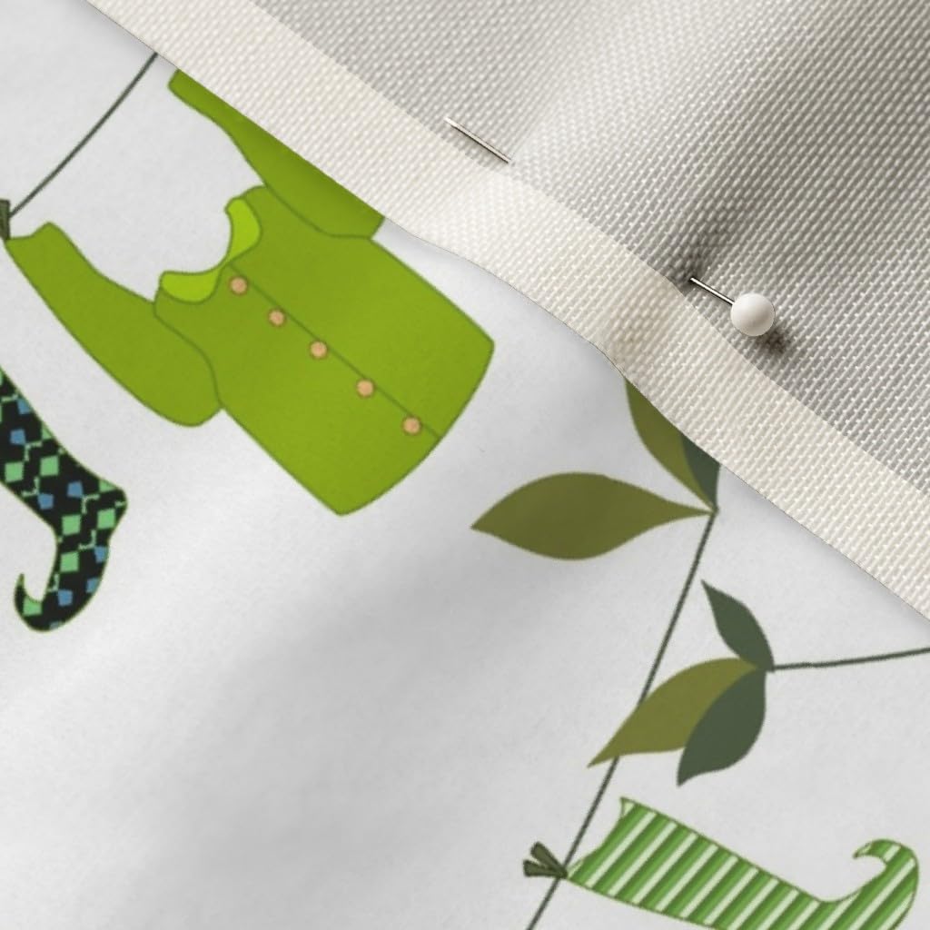 Spoonflower Fabric - Leprechaun Laundry Day Patricks Ireland Patrick Boxers Green Irish Printed on Upholstery Velvet Fabric Fat Quarter - Upholstery Home Decor Bottomweight Apparel
