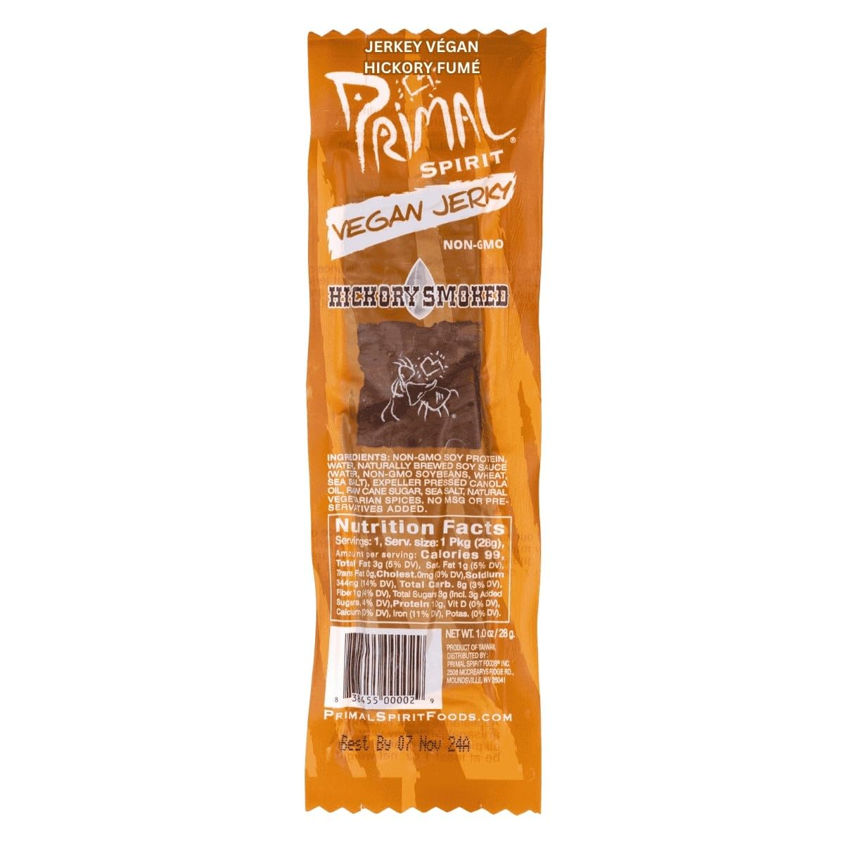 Primal Spirit Jerky Meatless Soya Hickory (Pack of 24)