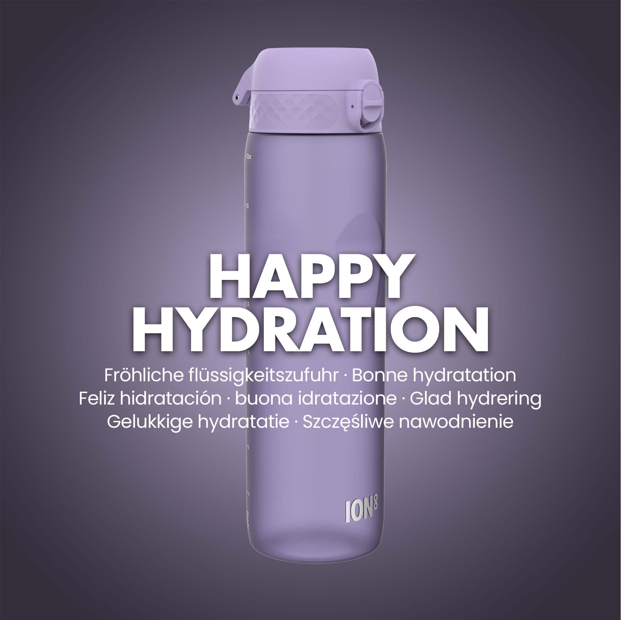 Ion8 1 Litre Water Bottle, Leak Proof, Flip Lid, Carry Handle, Rapid Liquid Flow, Dishwasher