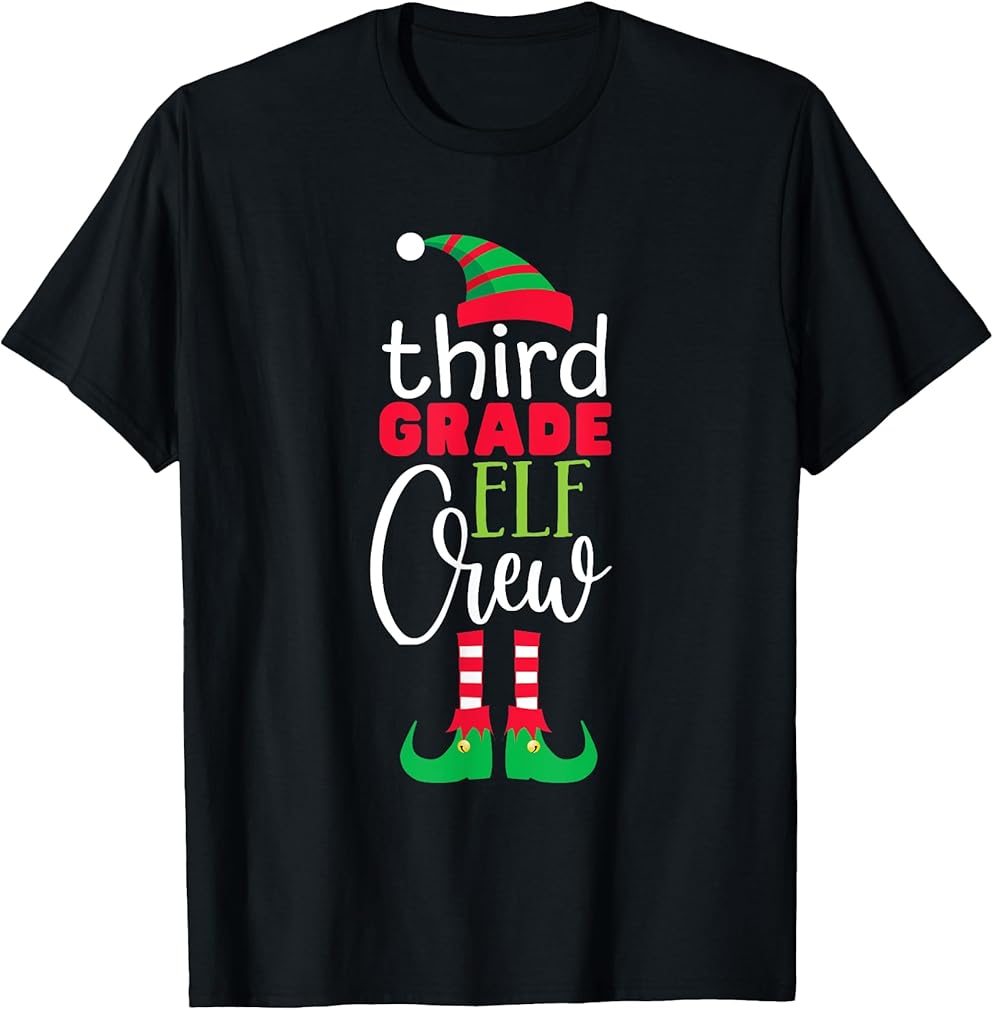 Third Grade Elf Crew Christmas Matching PJs Teacher Student T-Shirt