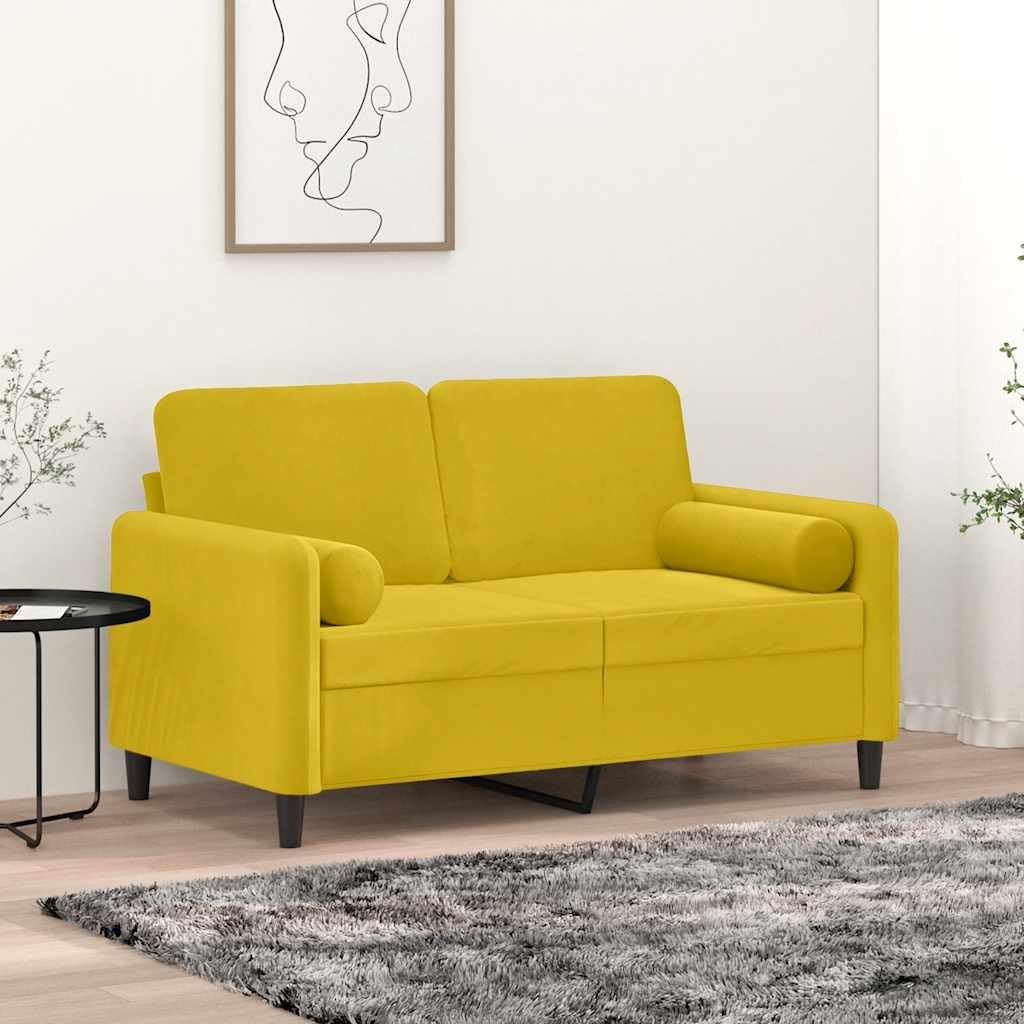 Zierkissen 2 Stk. Gelb Samt Ø15 x 50 cm Dekokissen Sofakissen Kuschelkissen für Sofa Couch Sessel Bett Wohnzimmer Schlafzimmer Akzent Komfort