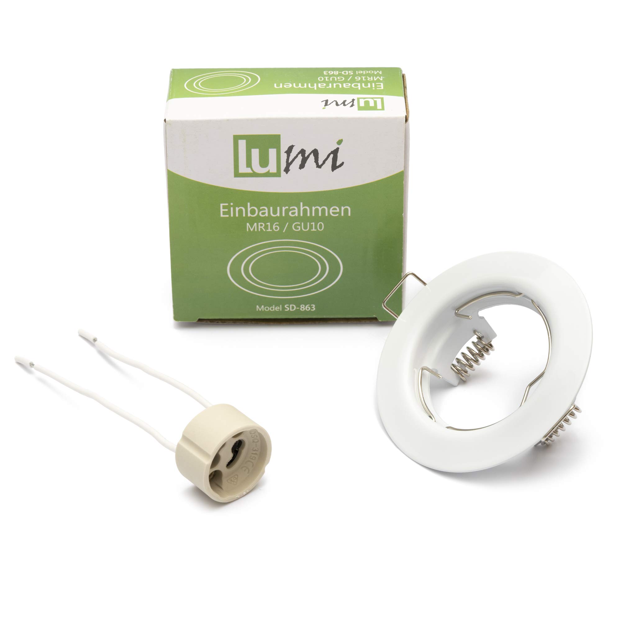 Lot De 10 Spots Encastrables GU10 Orientables – Cadre Blanc Rond Ø90mm + Douille Céramique – Parfait Pour LED Ou Halogène