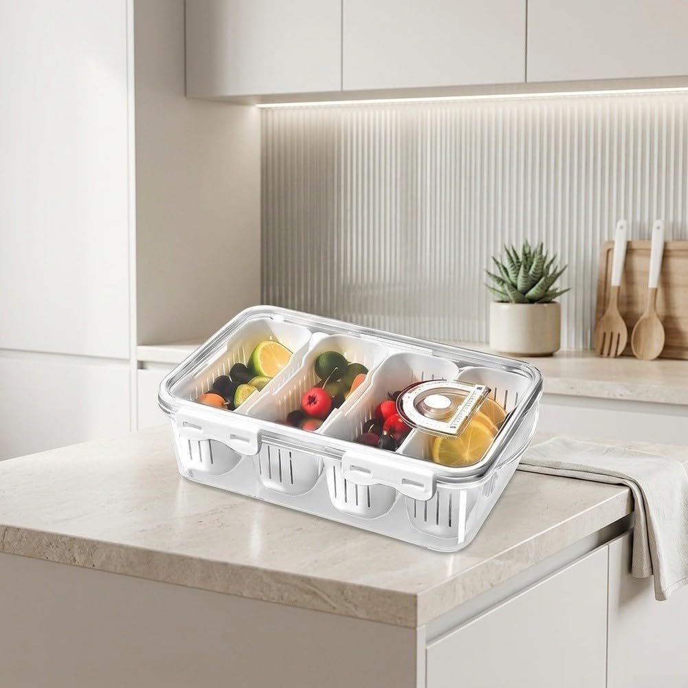 Cajas Conservación Verduras 4 Compartimentos Plástico