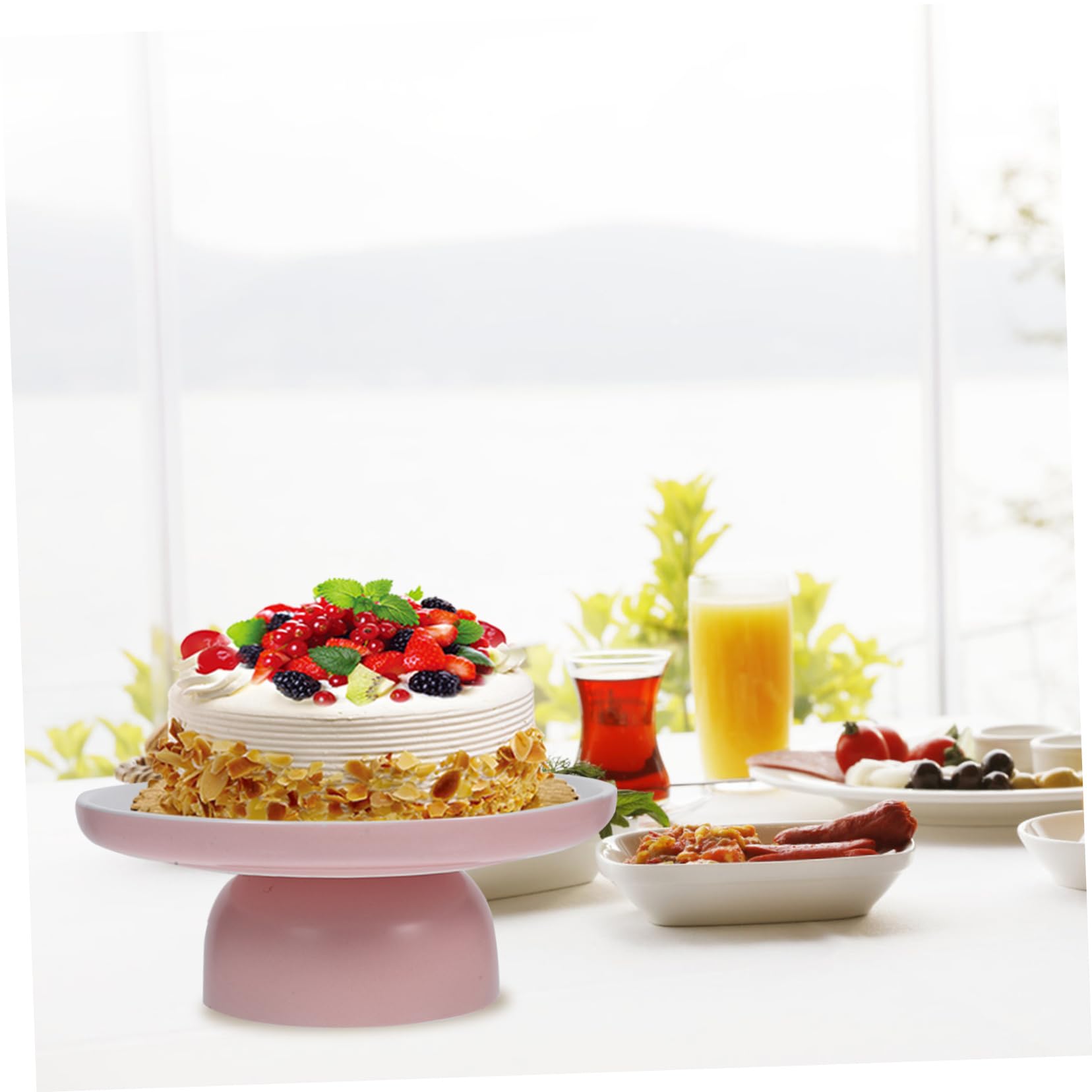 Tortenplatte Porzellan mit Fuß Stabile Breite Basis Glatte Oberfläche Eleganter Servierteller für Kuchen Obst Dessert und Tischdeko