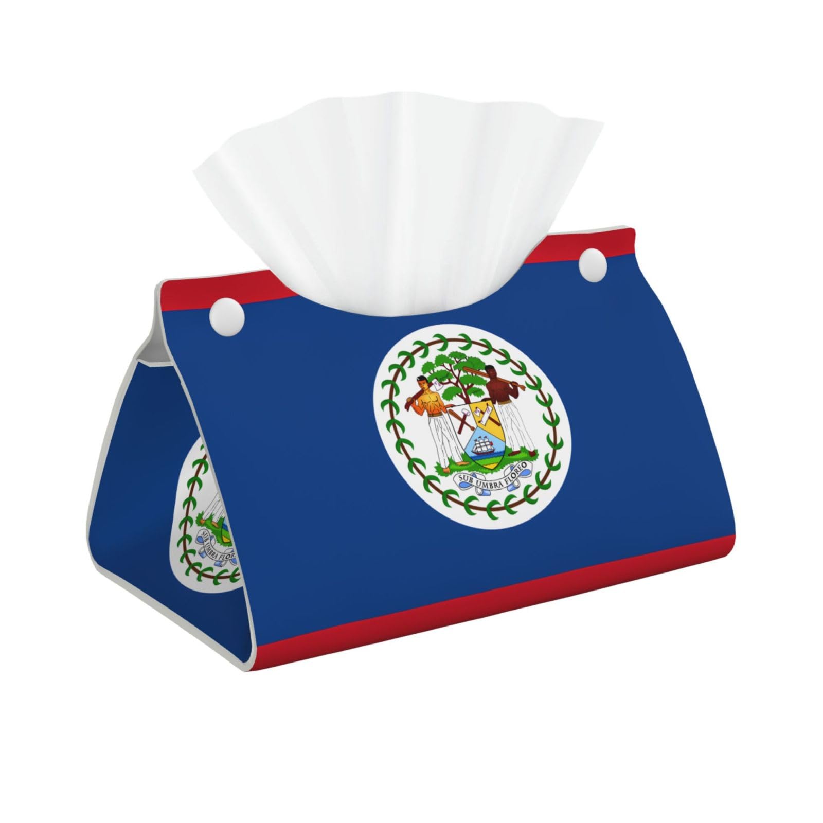 Belize Flag Long Leather Tissue Box Cover-Waterproof PU Leather Tissue Holder for Bathroom, Decorative Rectangular Tissue Case