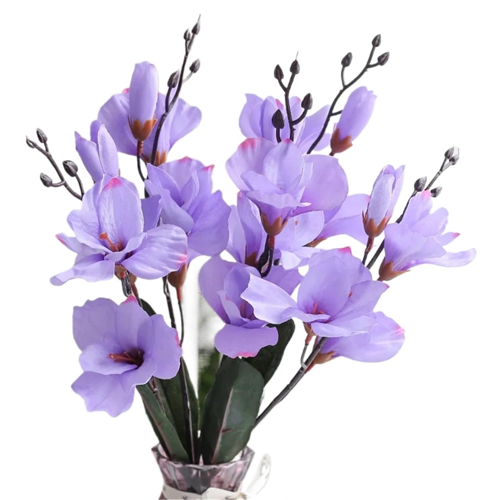 FonHNDG Artificial Flower Branches 5 Forks 20 Heads Simulation Bouquet Magnolia Home Decoration Flower Photography Props Wedding(Purple)