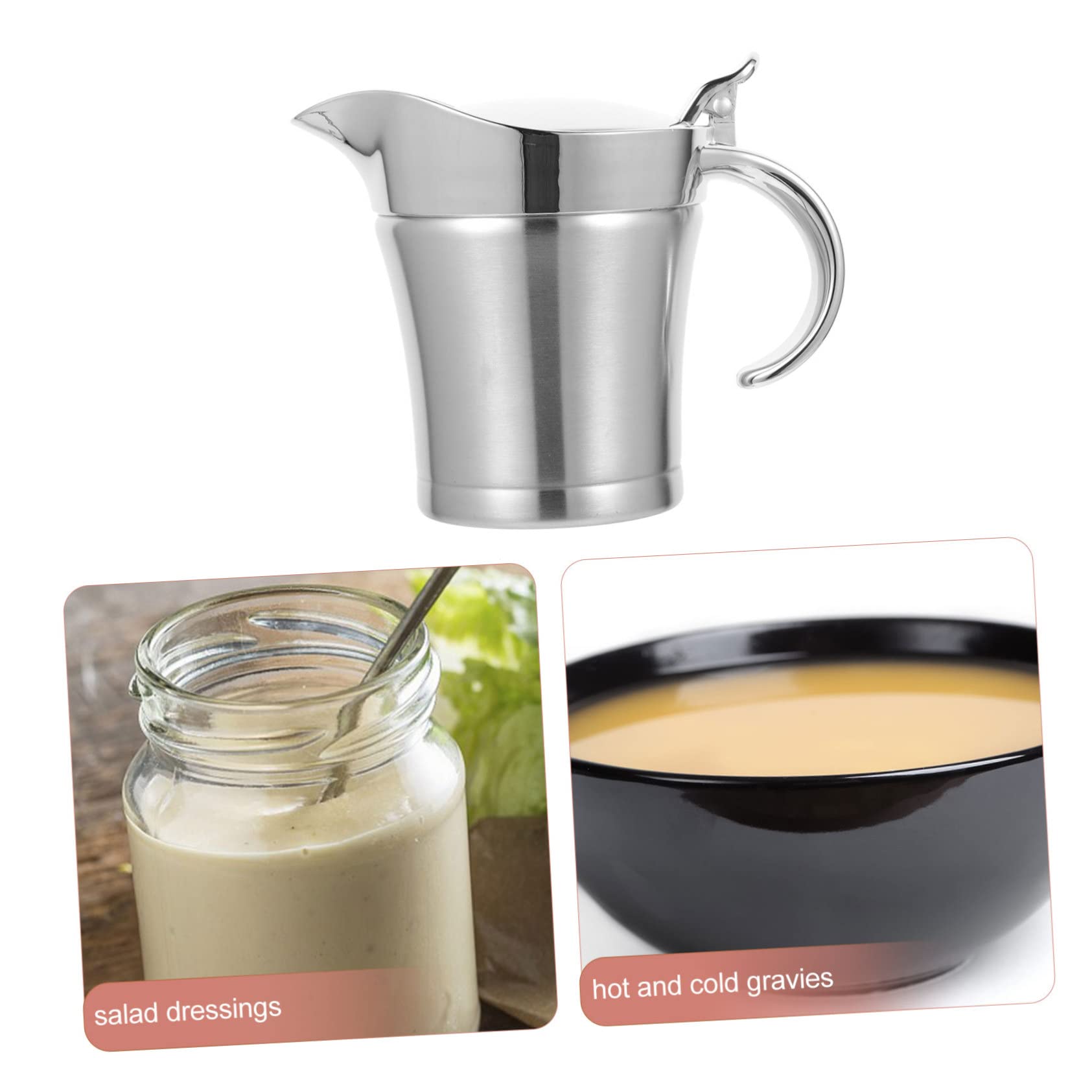 Toyvian Dispensador de Salsa de Acero Inoxidable 304 500 Ml, Olla para Salsa para Restaurante, Vertedor para Condimentos, Resistente a Temperaturas Altas y Bajas, para Hogar y Catering
