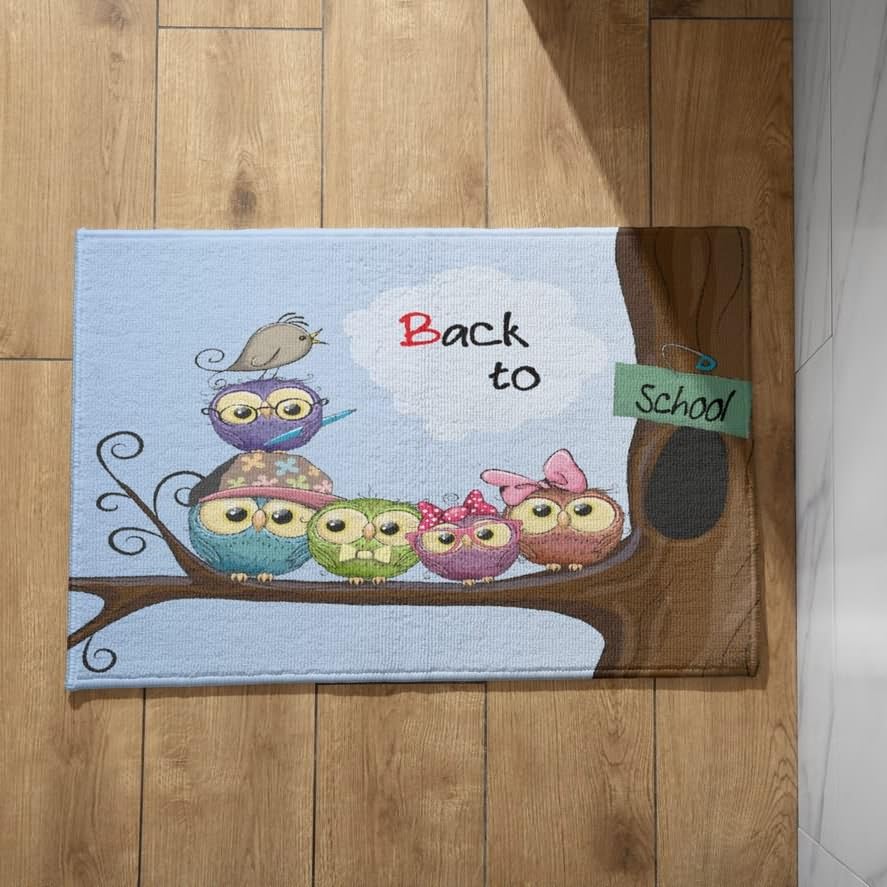 EHOMERY Tapis de Hall D'Entrée Tapis D'Entrée Long Hibou Mignon de Dessin Animé pour Enfants Tapis de Bain Hygiénique Paillasson XXL 50x80cm,