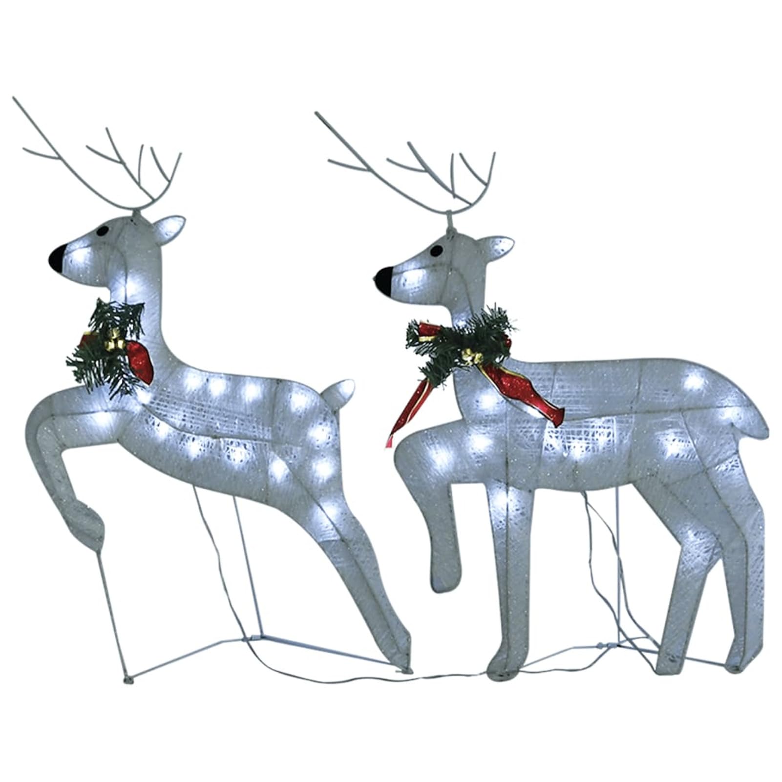 Tidyard 2 STK. LED Rentier, Rentiere Weihnachten Deko, Beleuchtet Dekofigur Weihnachtsdeko Weihnachten Beleuchtung Außen Weihnachtsdekoration Figur, Weiß 40 LEDs