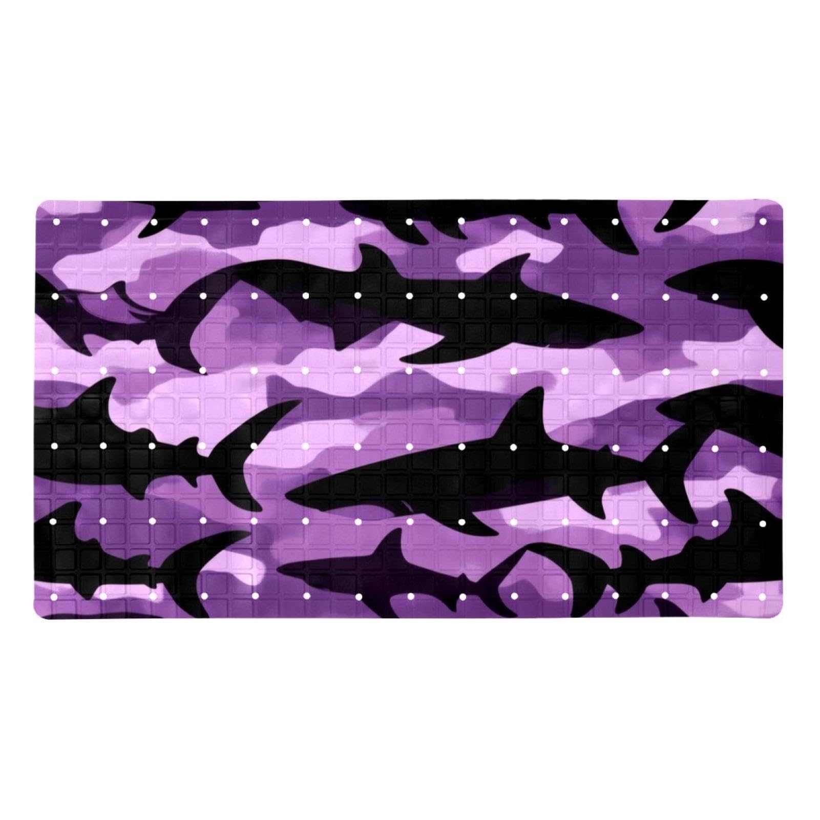 Tapis de bain rectangulaire antidérapant avec ventouses, motif camouflage violet et noir, lavable en machine, 40 x 70 cm