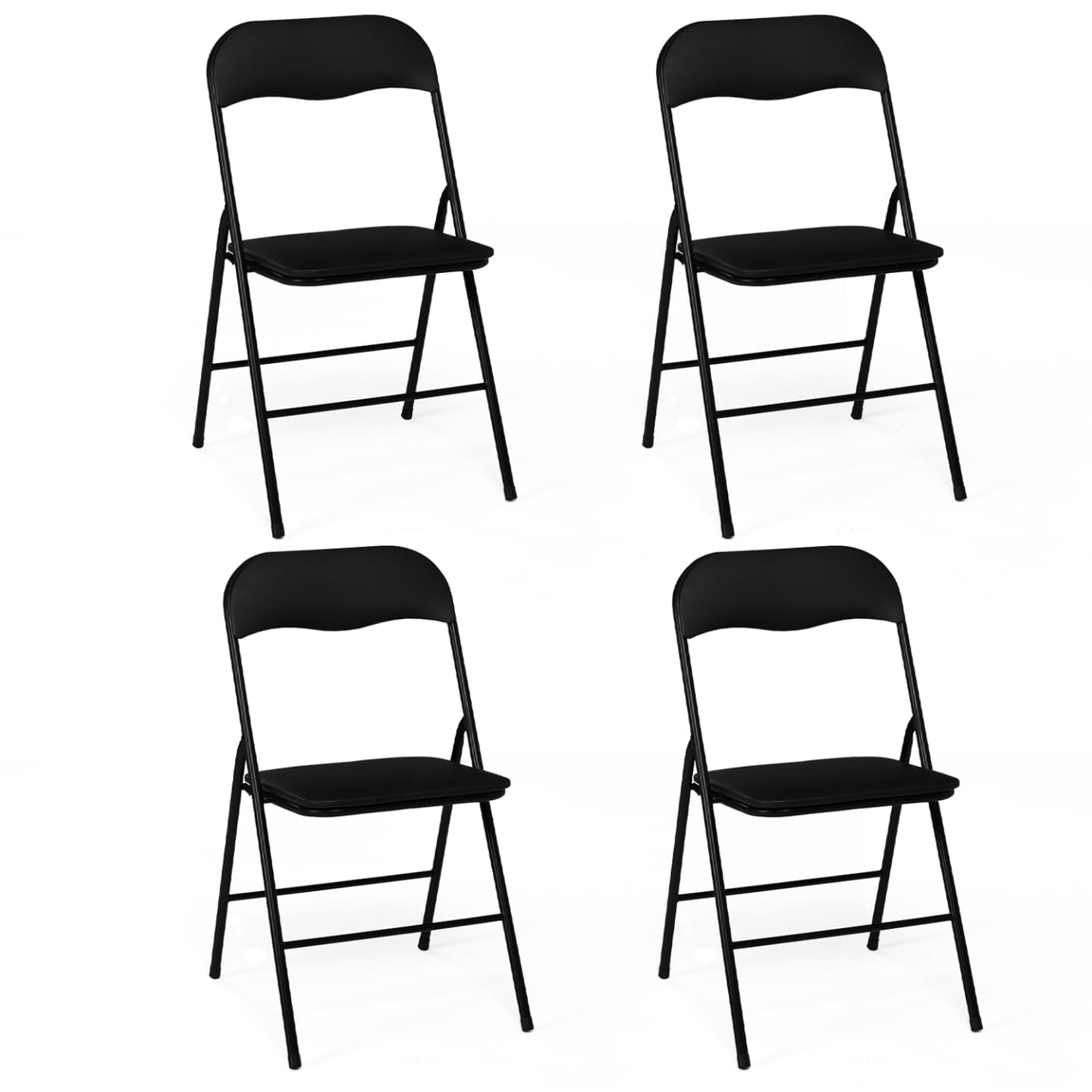IDMarket - Lot de 4 chaises Pliantes KITY Noires en PU