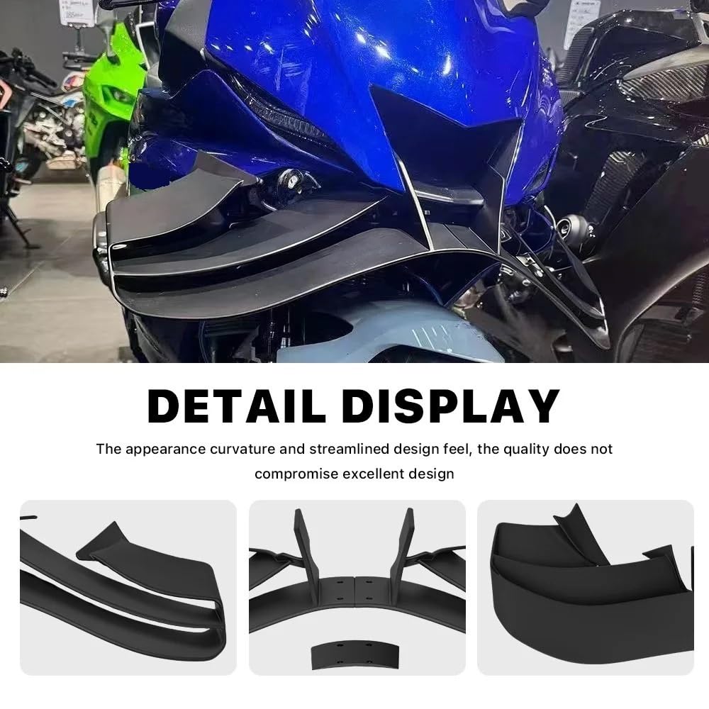 Wingletów Motocyklowych Włókna Boczne Owiewki Wing Do YZF R6 2017-2020 puszczania samolotów przedni spojler wingletów(Bright Black)
