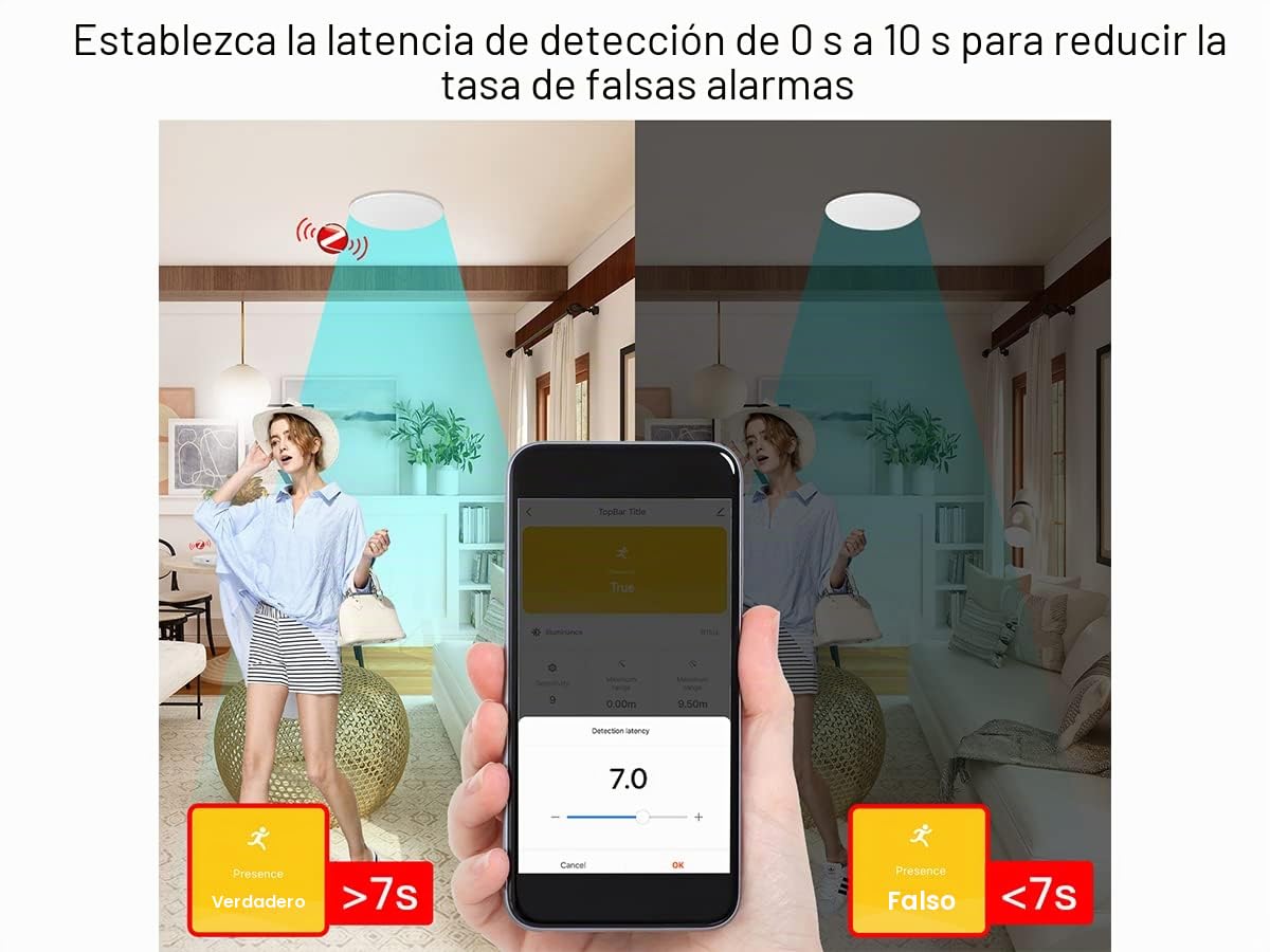 ZigBee Sensor de Presencia de Personas, Detectores de Estado de Movimiento Dormir Hablando de Caída Accidental, Instalación Empotrada