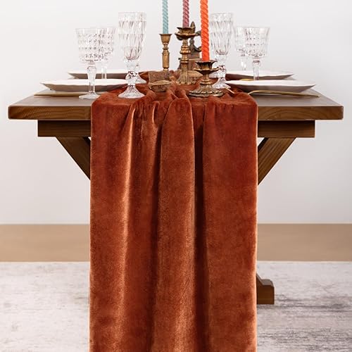 Miniatura 7 de Socomi Camino de mesa de terciopelo verde esmeralda de 20 x 120 pulgadas, 10 pies, lujoso algodón grueso, Navidad, Acción de Gracias, camino de boda