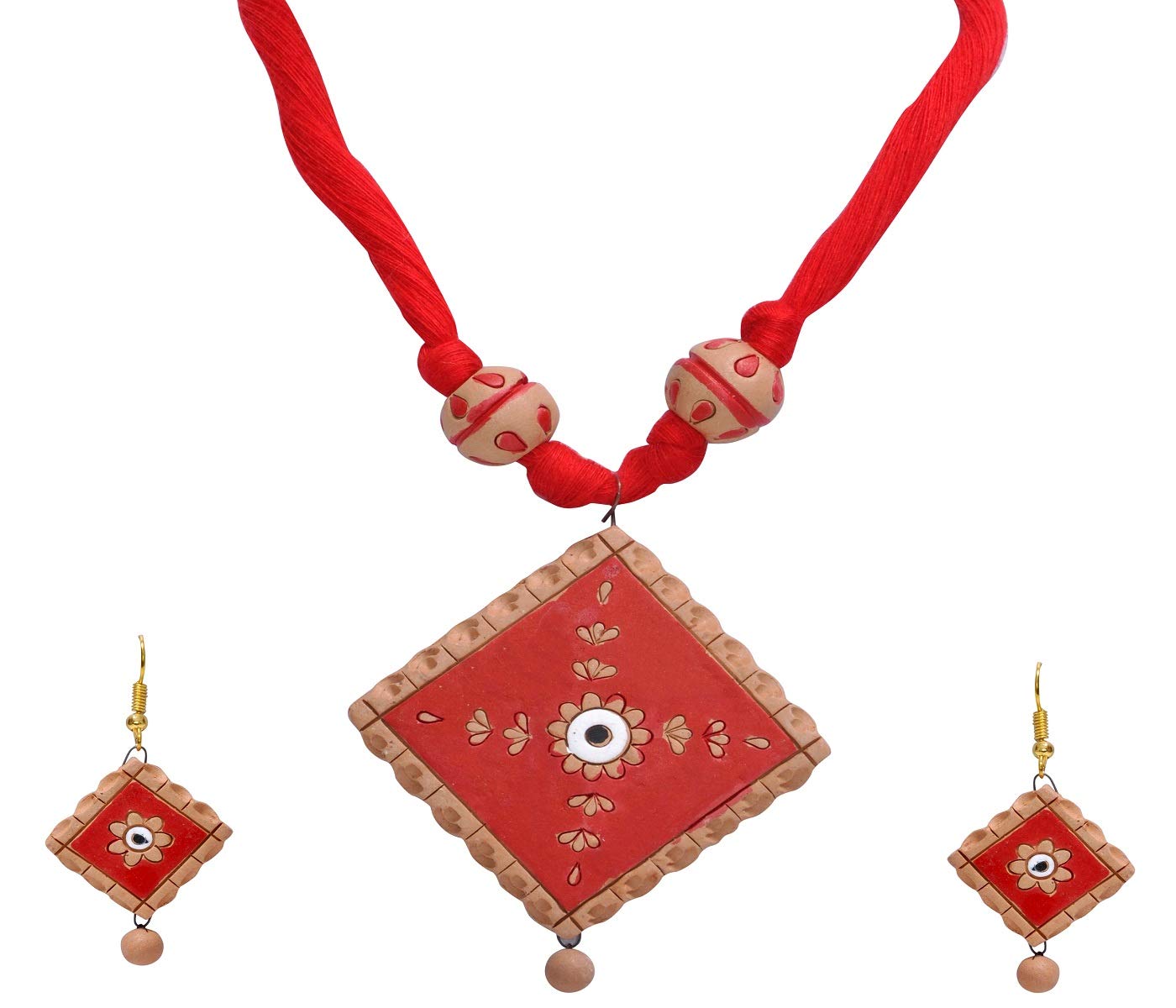 RAI COLLECTION Red Terracotta Strand Necklace Set for Women (B07MW2WRKY) Amazon Price History, Amazon Price Tracker