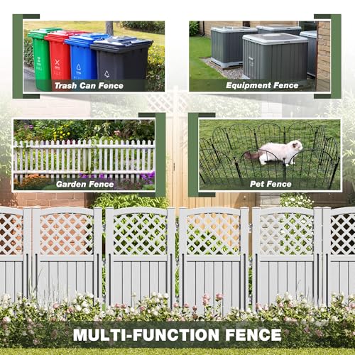 Image of Greesum Outdoor Air Conditioner Fence, Privacy Screen 4 Panels, Grey