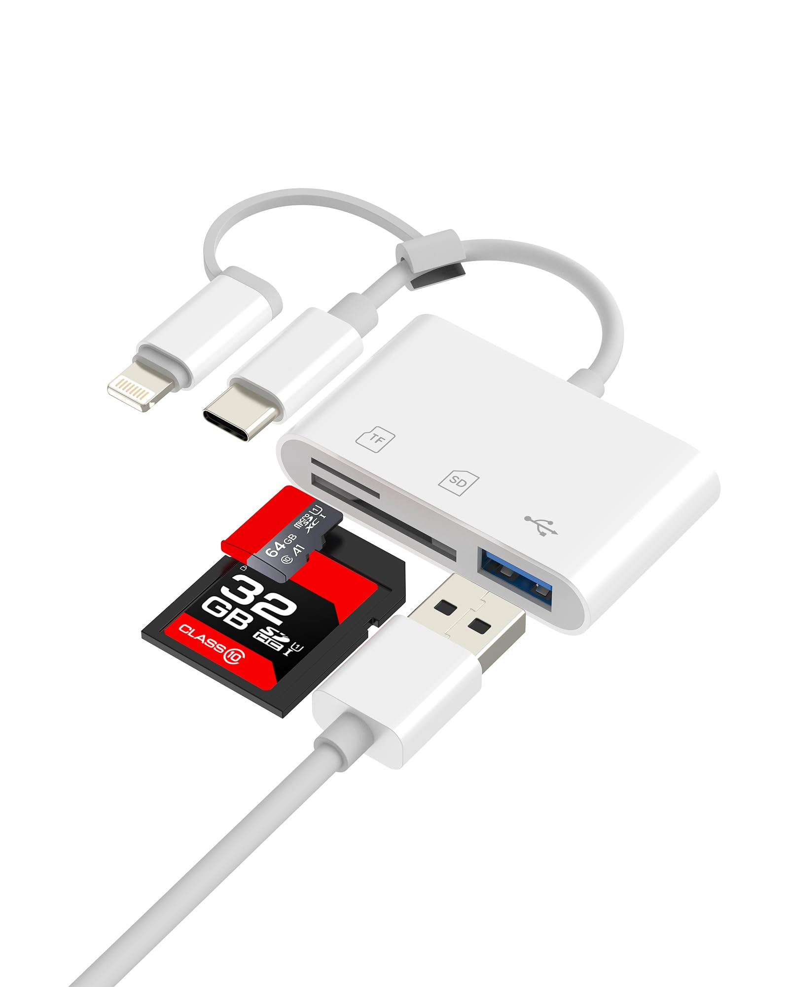 USB C Lightning to SD Card Reader(3in2)USB OTG Adapter Micro SD TF Digital Camera Memory Photo Transfer for iPhone 16 15 14 Pro Max for iPad Macbook Computer Storage Flash Drive Compatible for Samsung-image-37