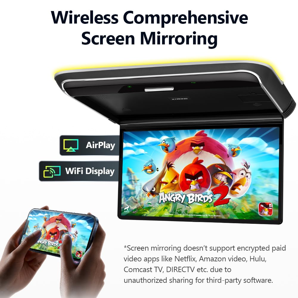 XTRONS 14 Zoll FHD IPS Bildschirm 1920 * 1080 Ultra Narrow Bezel Android Car Roof Multimedia Player mit Wireless Screen Mirroring Eingebauter HD Eingang CVBS Eingang Stereo Lautsprecher