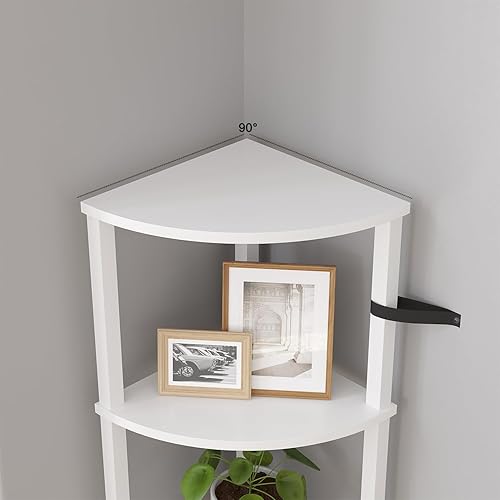 Miniatura 7 de VIMBER Estantería de Esquina, Estantería de Esquina de 5 Niveles, Estante de Escalera de Esquina Industrial, Estante de Exhibición Moderno para Sala