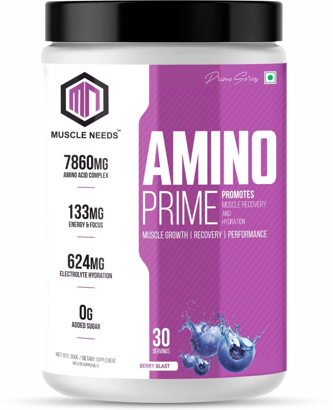 Amino Prime Amino Acid Supplement Powder | 7860mg Amino Acid Complex | Electrolyte Hydration & Muscle Recovery Support | Energy & Focus Formula | 0g Added Sugar | Workout Recovery & Performance | Berry Blast | 300g-image-48