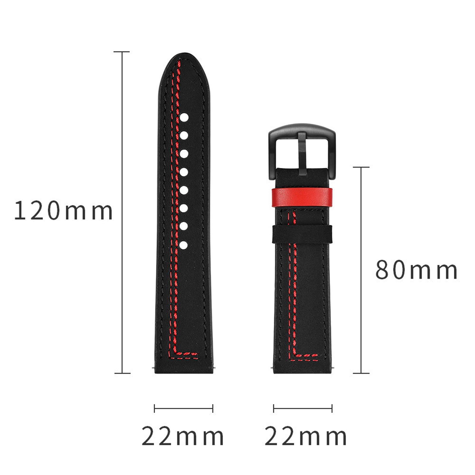 Correa de Reloj de Cuero, Correa de Reloj 22 mm Piel auténtica for Hombre, Cosida a Mano, Suave, Resistente al Desgaste, con Hebilla y Barra liberación rápida