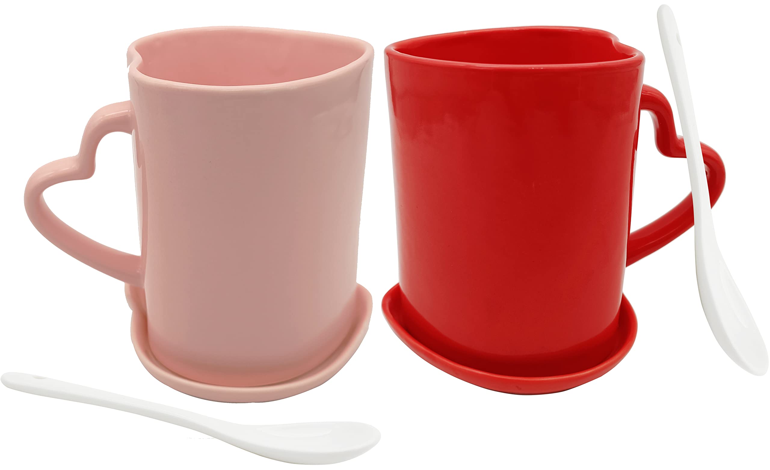 Amazon.com | Pink Heart Shaped Cup and Saucer Large Ceramic Coffee 
