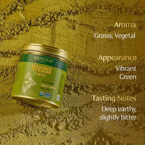 Image of VAHDAM, Organic Moringa Powder (2.47oz /70g) 100% Raw, Gluten Free Moringa Leaf Powder (Moringa Oleifera) Perfect for Cooking, Smoothies, Lattes & Moringa Tea | Direct from Source