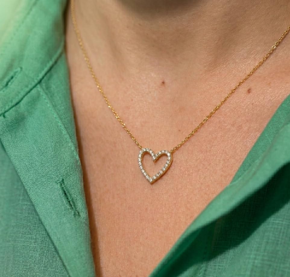 Harishree Enterprise Simple Everyday Wear Gold-Toned Open Heart Chain for Women-image-30