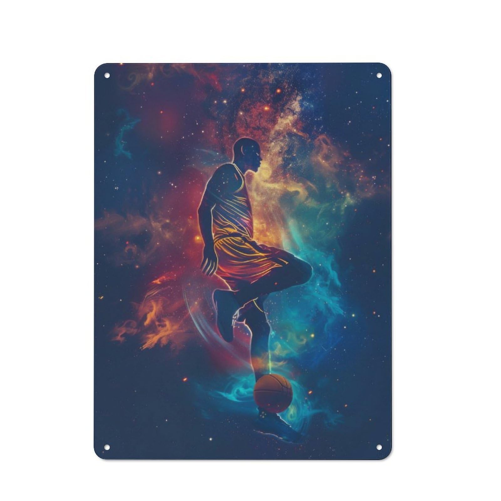 Junmoney Basket Galaxy Silhouette Tin Sign 40X30cm With For Bar Or Restaurant, Retro Decor, For Garage, Workshop And Man Cave Decoration