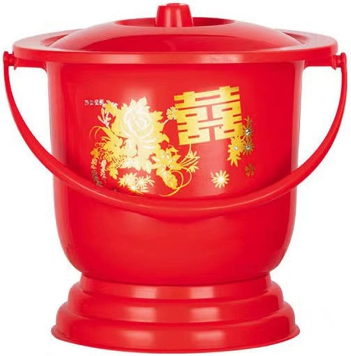 Urine Bottle，Male Urinal Chamber Pots for Women with Lid Spittoon Night Urine Jug Bedpan Thick with Handle Portable Urine Bucket Wedding for Home Bride Potty(Red V)