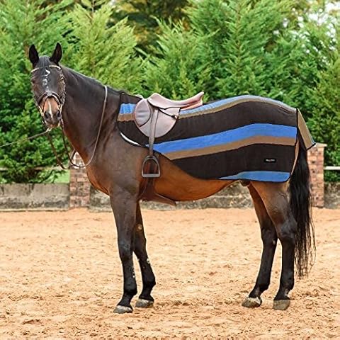 White Horse Equestrian Exercise Sheet - Striped Fleece Horse Outdoor Riding Cover