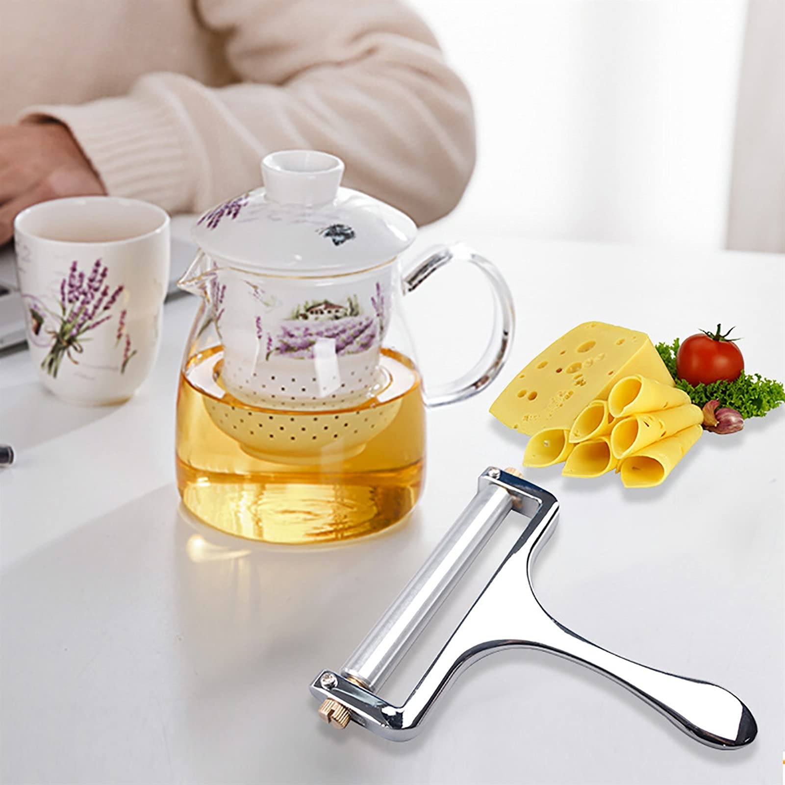Käseschneider Käse Slicer Cutter Aluminium Einstellbare Käse Slicer Butter Reibe Nichtstick Käse Cutter Planer für Küchenschneidewerkzeuge Käsehobel
