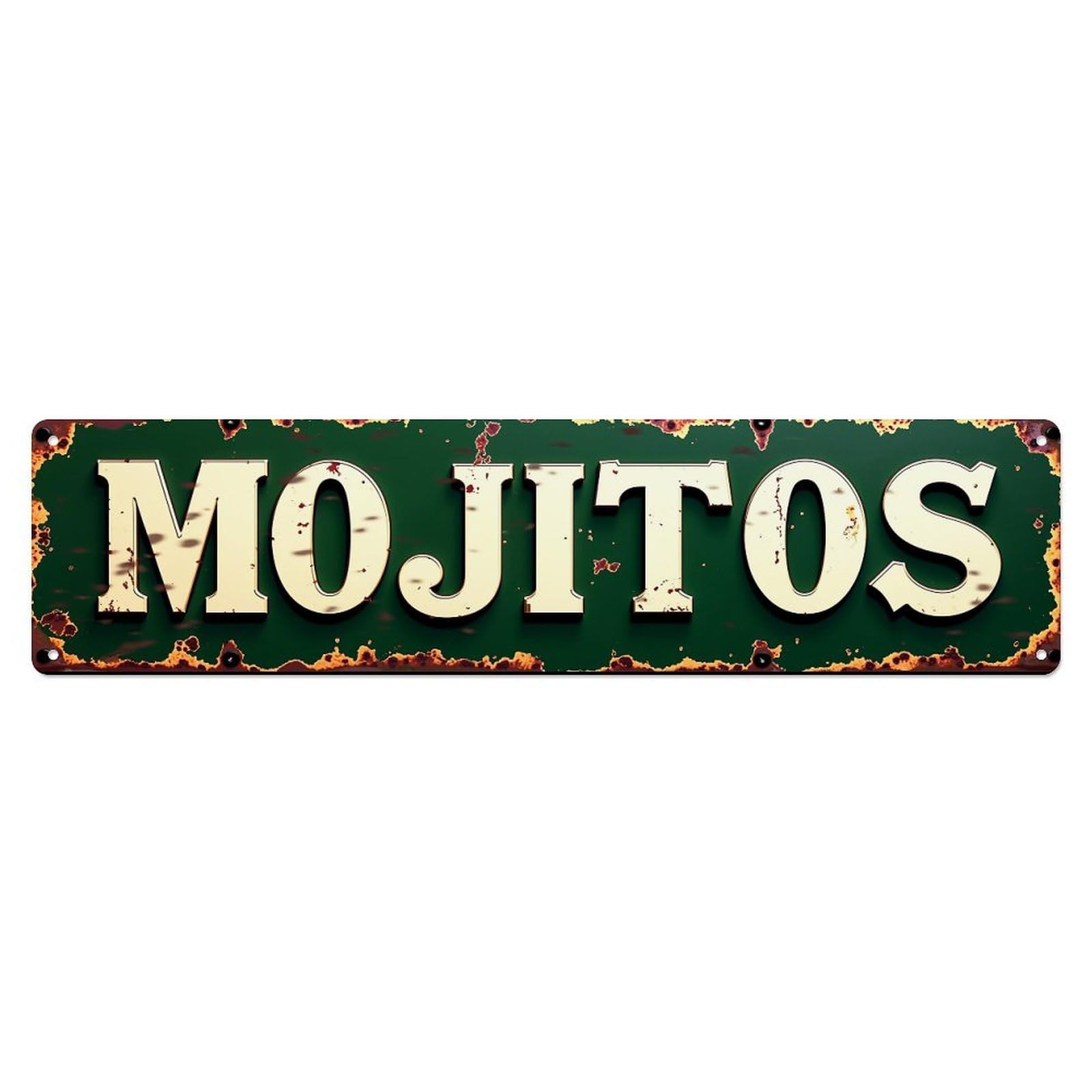 Mojitos Vintage Rustic Metal Sign Vintage Metal Tin Sign Retro Wall Decor for Home Bar Garage Cafe, Indoor & Outdoor Decorative Metal Poster, 4x16 Inch