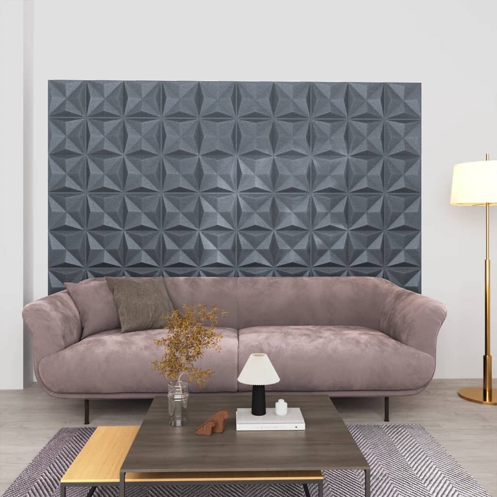 Home & Garden - Pannelli da parete 3D 12 pz 50x50 cm Origami Grigio 3 m - Scelta