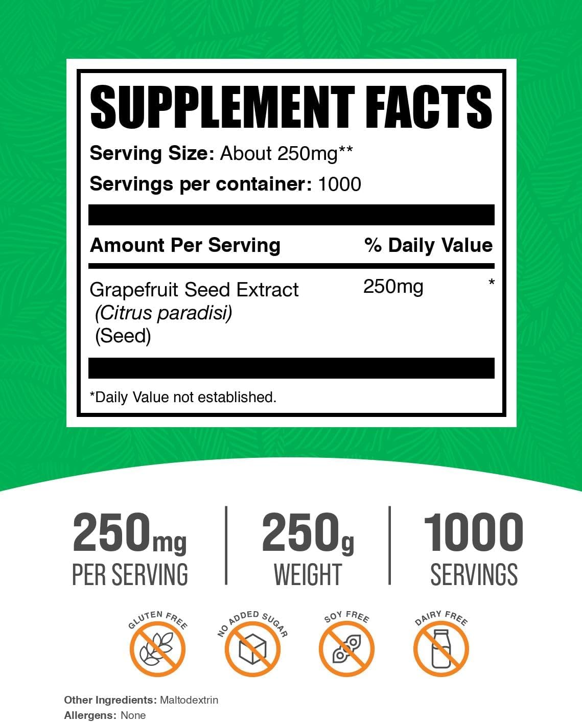 BulkSupplements.com Grapefruit Seed Extract Powder - Grapefruit Seed Supplements, Antioxidant Source - Herbal Supplement, Gluten Free, 250mg per Serving, 250g (8.8 oz) (Pack of 1) - Image 2