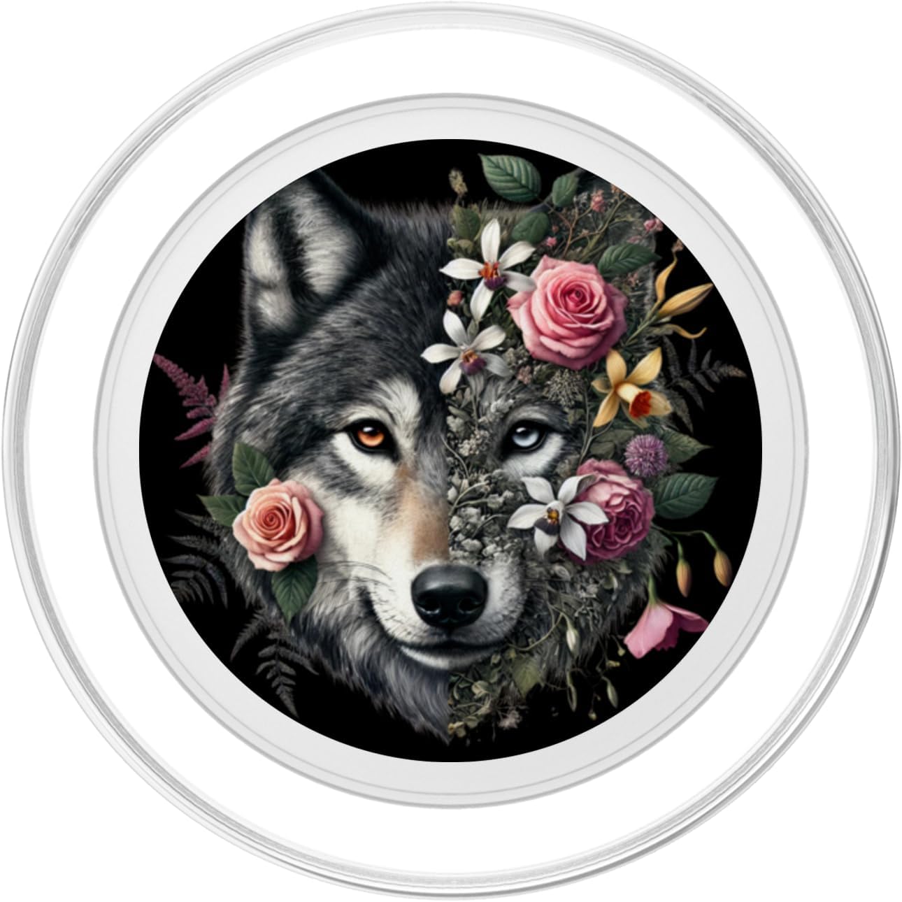 Grey Wolf Hunting Ground, ICY Moon, Forest, Galaxy PopSockets PopGrip for MagSafe