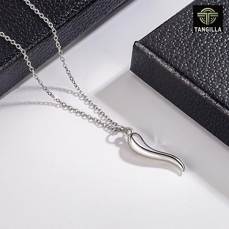 Italian Horn Cornicello Necklace for Women Stainless Steel Lucky Amulet Pendant on 18+2″ Adjustable Chain Protective Talisman Jewelry Gift - Image 5